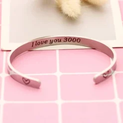 YONGHUI I Love You 3000 Marvel Avenger Fans Birthday Christmas Jewellery Gifts Stainless Steel Adjustable Cuff Bangle Bracelets For Men Women Family Friends Silver -J Crew Favour 6 105