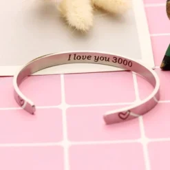 YONGHUI I Love You 3000 Marvel Avenger Fans Birthday Christmas Jewellery Gifts Stainless Steel Adjustable Cuff Bangle Bracelets For Men Women Family Friends Silver -J Crew Favour 6 106