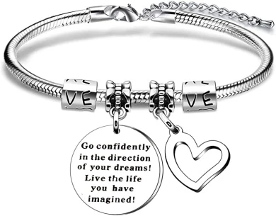 YONGHUI Inspirational Charm Snake Bangle Bracelets For Women Teenage Girls Birthday Christmas Gift Engraved Go Confidently In The Direction Of Your Dream Live The Life You Have Imagined Silver 1 YONGHUI Inspirational Charm Snake Bangle Bracelets For Women Teenage Girls Birthday Christmas Gift Engraved Go Confidently In The Direction Of Your Dream Live The Life You Have Imagined Silver