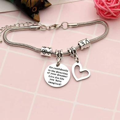 YONGHUI Inspirational Charm Snake Bangle Bracelets For Women Teenage Girls Birthday Christmas Gift Engraved Go Confidently In The Direction Of Your Dream Live The Life You Have Imagined Silver 4 YONGHUI Inspirational Charm Snake Bangle Bracelets For Women Teenage Girls Birthday Christmas Gift Engraved Go Confidently In The Direction Of Your Dream Live The Life You Have Imagined Silver - Image 4