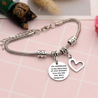 YONGHUI Inspirational Charm Snake Bangle Bracelets For Women Teenage Girls Birthday Christmas Gift Engraved Go Confidently In The Direction Of Your Dream Live The Life You Have Imagined Silver 5 YONGHUI Inspirational Charm Snake Bangle Bracelets For Women Teenage Girls Birthday Christmas Gift Engraved Go Confidently In The Direction Of Your Dream Live The Life You Have Imagined Silver - Image 5