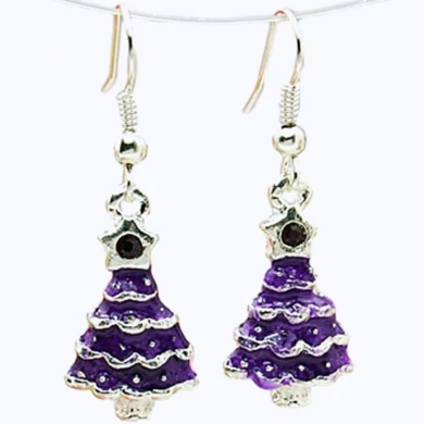 Purple Crystal Rhinestone Christmas Tree Drop Dangly Earrings In Gift Bag Womens Girls Silver Jewellery 1 Purple Crystal Rhinestone Christmas Tree Drop Dangly Earrings In Gift Bag Womens Girls Silver Jewellery