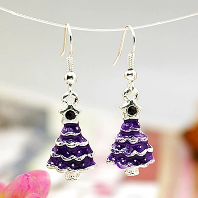 Purple Crystal Rhinestone Christmas Tree Drop Dangly Earrings In Gift Bag Womens Girls Silver Jewellery 2 Purple Crystal Rhinestone Christmas Tree Drop Dangly Earrings In Gift Bag Womens Girls Silver Jewellery - Image 2