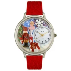 Whimsical Watches U1220010 Christmas Nutcracker Red Leather And Silvertone Watch