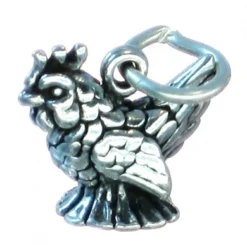 French Hen Sterling Silver Charm .925 X 1 Hens Bird Christmas Charms SSLP2213