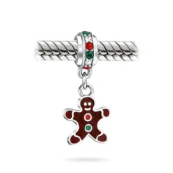 Christmas Gingerbread Man Cookie Holiday Dangle Charm Bead For Women Teen 925 Sterling Silver Fits European Bracelet