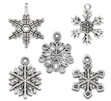 Housweety 50 Mixed Silver Tone Christmas Snowflake Charm Pendants 1 Housweety 50 Mixed Silver Tone Christmas Snowflake Charm Pendants
