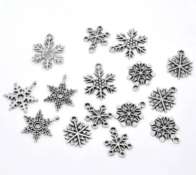 Housweety 50 Mixed Silver Tone Christmas Snowflake Charm Pendants 3 Housweety 50 Mixed Silver Tone Christmas Snowflake Charm Pendants - Image 3