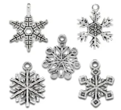 Housweety 50 Mixed Silver Tone Christmas Snowflake Charm Pendants 7 Housweety 50 Mixed Silver Tone Christmas Snowflake Charm Pendants -J Crew Favour 6 197