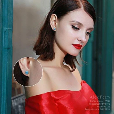 Alex Perry Fantastic World Women Pierced Stud Earrings 925 Sterling Silver With Round Crystals From , Christmas Gifts, Multi Colour Choice, Allergy-Free Passed SGS Inspection 4 Alex Perry Fantastic World Women Pierced Stud Earrings 925 Sterling Silver With Round Crystals From , Christmas Gifts, Multi Colour Choice, Allergy-Free Passed SGS Inspection - Image 4