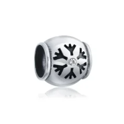 Christmas Holiday Snowflake Silver Crystal Barrel Charm Bead For Women 925 Sterling Silver Fits European Bracelet -J Crew Favour 6 207