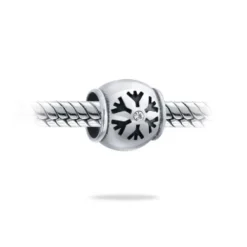 Christmas Holiday Snowflake Silver Crystal Barrel Charm Bead For Women 925 Sterling Silver Fits European Bracelet -J Crew Favour 6 208