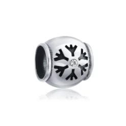 Christmas Holiday Snowflake Silver Crystal Barrel Charm Bead For Women 925 Sterling Silver Fits European Bracelet -J Crew Favour 6 209