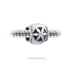 Christmas Holiday Snowflake Silver Crystal Barrel Charm Bead For Women 925 Sterling Silver Fits European Bracelet -J Crew Favour 6 210