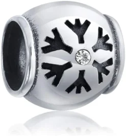 Christmas Holiday Snowflake Silver Crystal Barrel Charm Bead For Women 925 Sterling Silver Fits European Bracelet -J Crew Favour 6 211