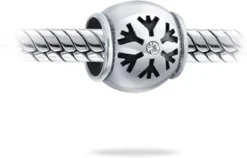 Christmas Holiday Snowflake Silver Crystal Barrel Charm Bead For Women 925 Sterling Silver Fits European Bracelet -J Crew Favour 6 212