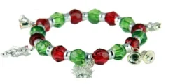 4030505 Beaded Stretch Christmas Bracelet Bells Snowflakes Angels Yuletide