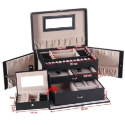 Songmics Christmas Gift Elegant Leather Jewellery Box Jewelery Earrings Trinket Box Travel Case Gift Box JBC121W -J Crew Favour 6 225