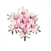 Amazing Shiny Gold & Crystal Pink Snowflake Brooch Pin Christmas Gift BR109