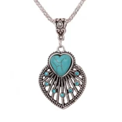 Yazilind Jewellery Christmas Gift Tibetan Silver Turquoise Heart Shape Rimous Necklace Earrings Set For Women 8 Yazilind Jewellery Christmas Gift Tibetan Silver Turquoise Heart Shape Rimous Necklace Earrings Set For Women -J Crew Favour 6 261