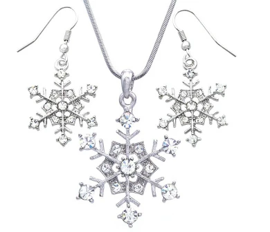 SoulBreezeCollection Winter Snowflake Pendant Necklace Earrings Bridal Wedding Bridesmaid Prom Christmas Gift Set 1 SoulBreezeCollection Winter Snowflake Pendant Necklace Earrings Bridal Wedding Bridesmaid Prom Christmas Gift Set