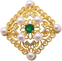 JYX Fine Pearl Brooch Pin 10.0mm Natural Freshwater White Pearl Weddding Christmas Brooch