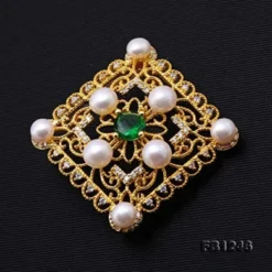 JYX Fine Pearl Brooch Pin 10.0mm Natural Freshwater White Pearl Weddding Christmas Brooch -J Crew Favour 6 275