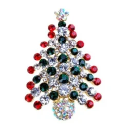 Multi-Coloured Crystal Christmas Tree Brooch Pin Christmas Gift