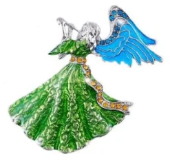 Gift For Xmas Retro Green Blue Angel Christmas Decoration Brooch Pin BR230