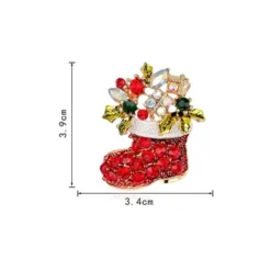 CUIGU Christmas Brooch Pins Ring Bell Rhinestone Jewellery Fashion Xmas Gift Decoration - Christmas Boots No.AL050-A -J Crew Favour 6 314