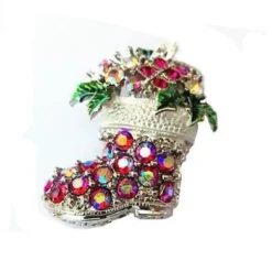 Gift For Xmas AB Red & Green Santa Sock Christmas Decoration Brooch Pin BR233