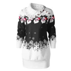 Toamen Christmas Costume, Merry Christmas, Women Girls Xmas Santa Claus Snowflake Print Plus Size Tunic Sweatshirt Dress, Fashion Tops