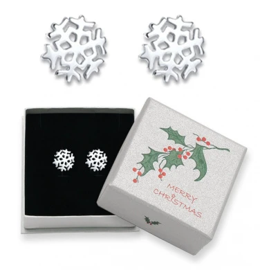 Sterling Silver Snowflake Stud Earrings - Size: 7mm Christmas Gift Boxed 1 Sterling Silver Snowflake Stud Earrings - Size: 7mm Christmas Gift Boxed