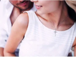 AmorAime 925 Sterling Silver Cross Necklace For Women Birthstone Necklace For Girls Birthstone Jewellery Gifts For Christmas,Birthday Or Anniversary -J Crew Favour 6 361