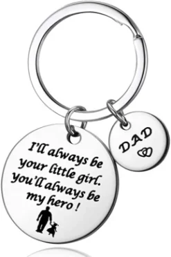N/A Father’s Day Gift - Dad Gifts From Daughter For Birthday Christmas, I'll Always Be Your Little Girl, You Will Always Be My Hero Keychain