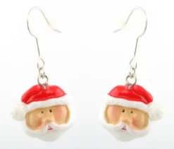 Zest Traditional Santa Claus Father Christmas Drop Earrings For Pierced Ears