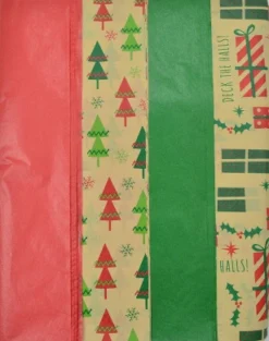 Christmas Kraft Tissue Paper Printed And Solid- 100 Sheets