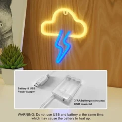 Ifreelife Cloud Neon Signs Bolt LED Signs Bedroom Decor Aesthetic USB/Battery Powered LED Night Light Neon Light Sign For Christmas, Bar, Party, Room Wall Decoration(Yelloe Cloud Blue Bolt) -J Crew Favour 6 425