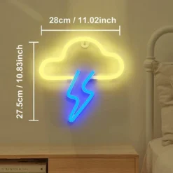 Ifreelife Cloud Neon Signs Bolt LED Signs Bedroom Decor Aesthetic USB/Battery Powered LED Night Light Neon Light Sign For Christmas, Bar, Party, Room Wall Decoration(Yelloe Cloud Blue Bolt) -J Crew Favour 6 427