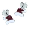 Sterling Silver Christmas Earrings - Santa Hat