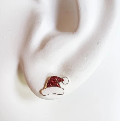 Sterling Silver Christmas Earrings - Santa Hat 2 Sterling Silver Christmas Earrings - Santa Hat - Image 2