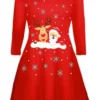 Oops Outlet Womens Ladies Snowflakes Reindeer Santa Costume Christmas Xmas Swing Mini Dress
