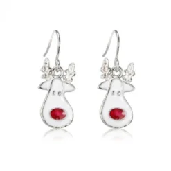 Christmas Costume Jewellery Rudolph Red Nose Reindeer Christmas 925 Sterling Silver Earrings + Gift Bag UK Seller
