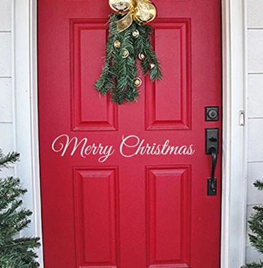 Christmas Wall Decal Vinyl Merry Christmas Front Door Decoration Christmas Decor (Black, 50cm Wide) 1 Christmas Wall Decal Vinyl Merry Christmas Front Door Decoration Christmas Decor (Black, 50cm Wide)