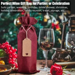 Burlap Wine Bags Wine Gift Bags, 12 Pcs Wine Bottle Bags With Drawstrings, Tags & Ropes, Reusable Wine Bottle Covers For Christmas, Wedding, Birthday, Travel, Holiday Party, Housewarming, Home Storage -J Crew Favour 6 496