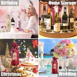 Burlap Wine Bags Wine Gift Bags, 12 Pcs Wine Bottle Bags With Drawstrings, Tags & Ropes, Reusable Wine Bottle Covers For Christmas, Wedding, Birthday, Travel, Holiday Party, Housewarming, Home Storage -J Crew Favour 6 498