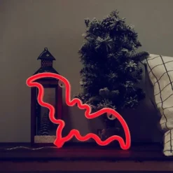 Bat Neon Lights By Woohaha Led Neon Night Lights Wall/Table Decor Battery Or USB Operated Creative Lighting Lamps Room Decor Light Home Christmas Halloween Party Decoration Gift For Kids (Red) -J Crew Favour 6 502