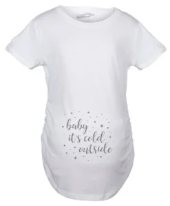 Crazy Dog Tshirts Maternity Baby Its Cold Outside Pregnancy Tshirt Classic Christmas Song Tee For Belly Bump