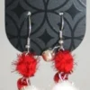 Zest Christmas Red Tinsel Jingle Bells Dangly Earrings For Pierced Ears