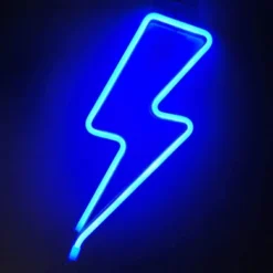 Orgrimmar Neon Light Lightning Bolt Blue LED Neon Signs Decorative Wall Light Battery And USB Powered Night Light For Bedroom, Bar, Wedding, Christmas Decoration (Blue)
